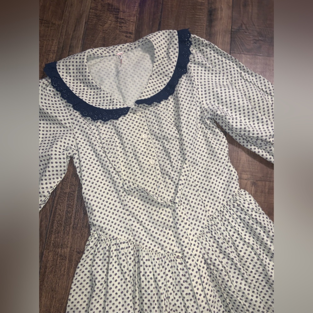 Nwot free people need to know collared lace mini dress khaki $189 boho fall - Picture 8 of 10